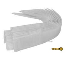Хомут-липучка для кабеля VOREL : 25 x 150 мм, сірий, нейлон + поліестер + поліуретан, 10 шт [50/100]