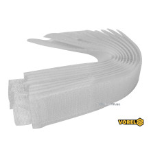 Хомут-липучка для кабеля VOREL : 25 x 150 мм, сірий, нейлон + поліестер + поліуретан, 10 шт [50/100]