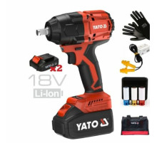 Гайковерт ударний безщітковий YATO: 2 акум.18 В Li-Ion 4 АГод, квадрат1/2", 850 Нм + зарядн. пристр