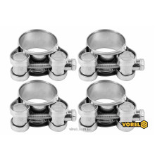 Хомут сталевий, з гвинтовим затискачем GBS W1 VOREL : Ø= 21-23/ 18 мм, оцинкований, 4 шт. [75]