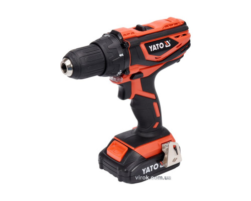 Шуруповерт-дриль акумуляторний YATO : 18V, Li-Ion, 2 Агод, KM- 40 Нм, патрон Ø≤13 мм [5/120]