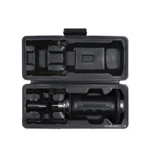 Викрутка реверсивна ударна YATO : L= 175, тріщатка, 6 насадок, CrV [Футляр] [8/16]