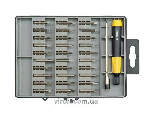 Набір насадок викруткових спеціальних VOREL : 30 насадок, подовжувач, тримач. Компл. 32 Од. [10/20]