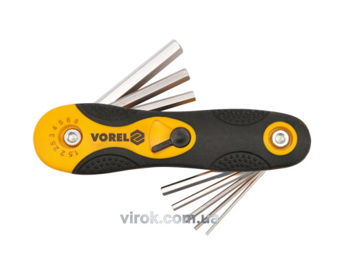 Ключ 6-гранний L-подібнний VOREL : розкладний, М1.5-8 мм. Cr-V. 8 елем. [25/100]