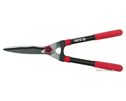 Ножиці до живоплоту YATO : Cталеві, прямі, регулятор натиску, L= 550x205 мм [12]
