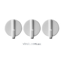 Гачки настінні VOREL самоклеючі з круглою основою, набір 3 шт [12/192]