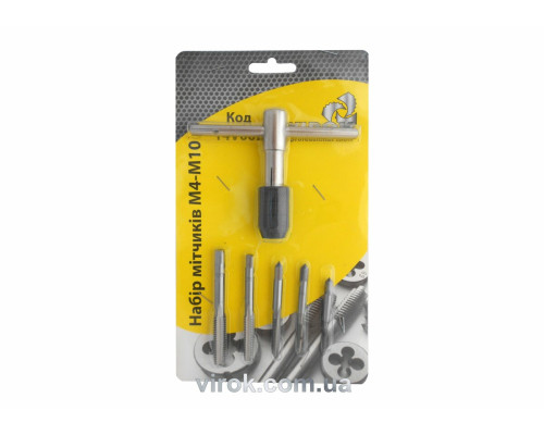 Набір мітчиків VIROK М4-М10 6 шт + вороток. сталь 9ХС кпл. 7 од.