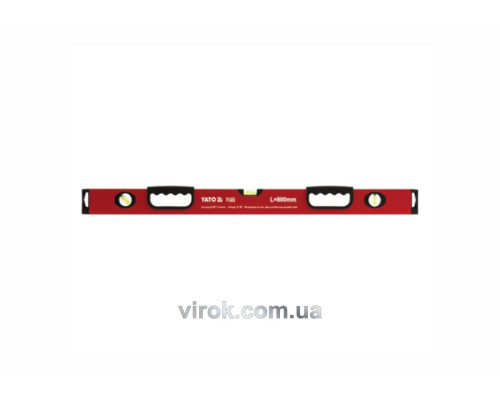 Рівень алюмінієвий YATO : L= 80 см. 3 капсули, 2 ручки [10/30]