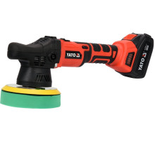 Полировальная аккумуляторная машина YATO Ø= 150 мм/ М8, Li-Ion 18В, 3А/Г, эксцентр 1500-5000 об/х, [4]