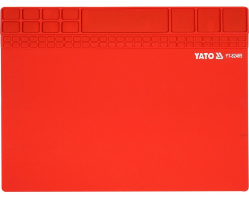 Подстилка для пайки YATO из жаростойкого силикона до 500°С, 400х300х3 мм, магн лента 395х57мм [30]
