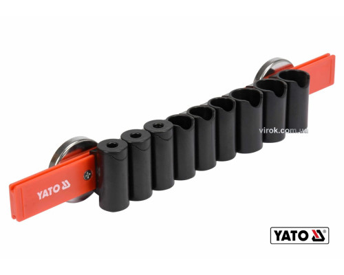 Рельс пластиковый с магнитным креплением для 9 инструментов YATO : 350 х 50 х 40 мм [6/24]