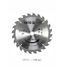 Диск пиляльний победітовий по дереву YATO: 190х20x2.2x1.5 мм, 24 зубці, R.P.M. до 7100 1/хв [10]