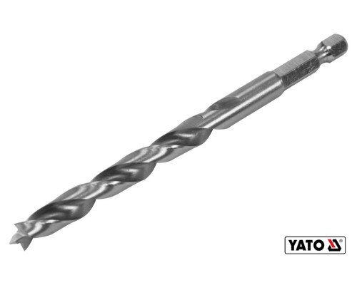 Сверло по дереву YATO: Ø8 x 90/55 мм, хвостовик-HEX 1/4", HSS 4241(DW)