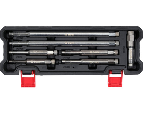 Мітчики різьбові для гнізд "свічок" запалювання YATO M8- М18, l= 80-260 мм, 7 елем. [10]