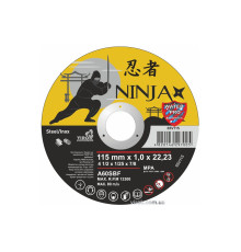 Диск відрізний по металу/нержав. сталі NINJA : Ø= 115 х 22.23 мм, t= 1,0 мм [25шт/уп/400]