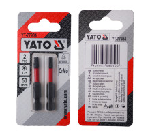 Отверточная насадка YATO TORX T25 х 50 мм. HEX 1/4”, хром-молибден, 2 шт.