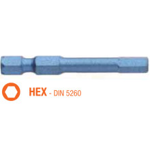 Насадка викруткова ударна USH Blue Shock : HEX SW 3 x 50 мм шестигранна подовжена, Уп. 5 шт.