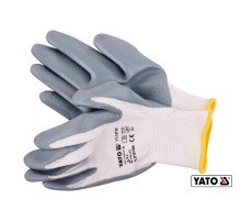 Перчатки рабочие маслостойкие YATO размер 9 из нейлона и нитрила [50/100]
