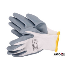 Перчатки рабочие маслостойкие YATO размер 9 из нейлона и нитрила [50/100]