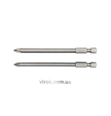 Набор отверточных насадок YATO : "Philips" PH1,PH2, L= 100 мм, квадрат 1/4". 2 шт. [25/100]
