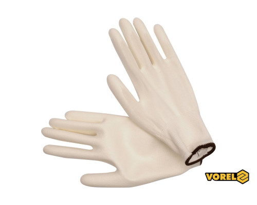 Рукавиці робочі VOREL: білі, поліестер покритий поліуретаном, розмір 10 [12/120]