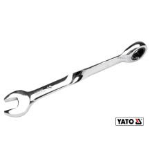 Ключ ріжково-накидний, кручений 90° з тріщаткою YATO : М= 15 x 201 мм, HRC 40-45, Cr-V [25/100]