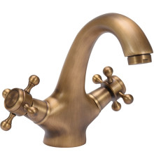 Змішувач води FALA для умивальника "RETRO BRONZE 1" з 2-ма вентлями [12]