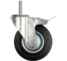 Колесо до візка з штифтом Ø=75мм, b=22мм VOREL з оберт. опорою і гальмом; h=97мм, навантаж.-40кг[38]