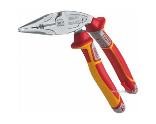 Плоскогубцы комбинированные NWS "Ergo Multi" из изолов. ручками VDE до 1000 В: изогнутые 45°, L= 200 мм