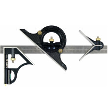 Кутник багатофункційний на смузі YATO 300 мм з кутоміром 45 | 90 | 180 градусів  і центруючим кутом