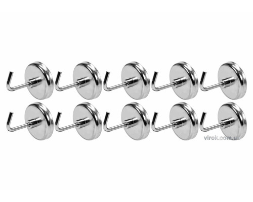 Гачки магнітні YATO з основою Ø= 35 мм, стержні l= 30 мм, 10 шт. [12/48]