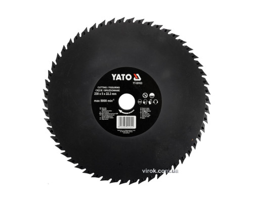 Диск-фреза відрізний і штробувальний по дереву, ПВХ. гіпсу YATO: Ø=230х 22,2 мм, макс. 8000 об/хв DW