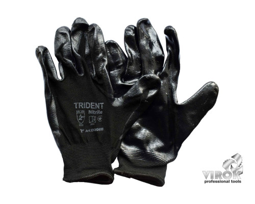 Рукавиці TRIDENT трикотажні поліестерові 13 клас, покриті нітрилом, розмір 10