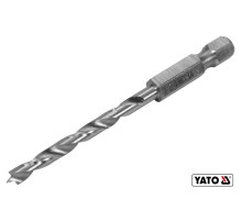 Свердло по дереву YATO : Ø4 x 75/40 мм, хвостовик- HEX 1/4", HSS 4241(DW)