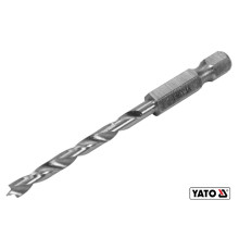 Сверло по дереву YATO : Ø4 x 75/40 мм, хвостовик-HEX 1/4", HSS 4241(DW)