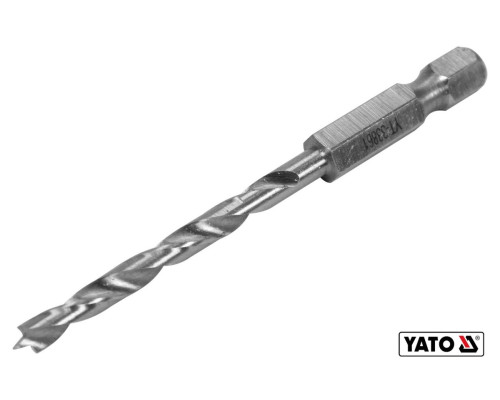 Сверло по дереву YATO : Ø4 x 75/40 мм, хвостовик-HEX 1/4", HSS 4241(DW)
