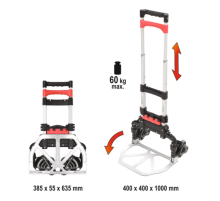Візок 2-колісний для сходинок, розкладаний YATO: максим. навантаження 60кг, 41,3 х 41,4 х 100 см [1]