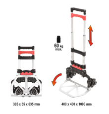 Візок 2-колісний для сходинок, розкладаний YATO: максим. навантаження 60кг, 41,3 х 41,4 х 100 см [1]