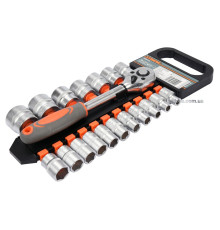 Набір головок торцевих STHOR : квадрат 1/2", М8-32 мм. з тріщаткою [19 Од.] [4/8]