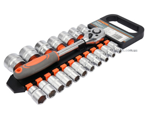 Набір головок торцевих STHOR : квадрат 1/2", М8-32 мм. з тріщаткою [19 Од.] [4/8]