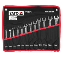 Ключи комбинированные к гаечке шарнирные с храповым механизом YATO М 8-19 мм, Хр-Ван, 12шт. в плахте