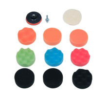 Губки і хутро полірувальні, на липучці YATO Ø= 80мм, h= 25мм з опорним диском і адаптером М10, 12 ел