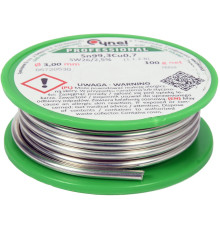 Припій без свинцю CYNEL : Ø3 мм, Sn99,3-Cu0,7 дротяний на коташці з флюсом m= 100 г [30]