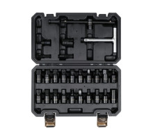 Торцеві насадки з устаткуванням для оливозливних пробок YATO: квадрат- 3/8", Cr-V, 26 шт в футлярі