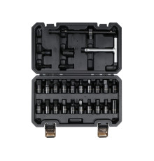 Торцеві насадки з устаткуванням для оливозливних пробок YATO: квадрат- 3/8", Cr-V, 26 шт в футлярі