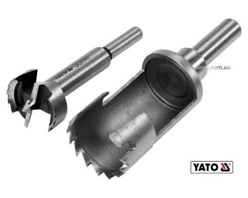 Свердла по дереву: коронка і фреза YATO : Ø=30 мм, l=110/90 мм- коронка/фреза, 2 шт [10/60]