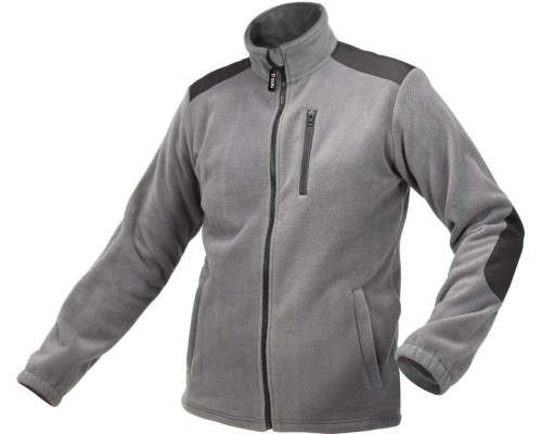 Куртка робоча з грубого фліса YATO розмір S, сіра, 3 кишені, зміцнювальні нашивки, 100% поліестер