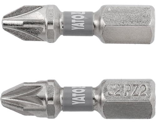 Насадка викруткова YATO PZ2 х 25мм. HEX 1/4", покрита нікелем, 2шт.[10]