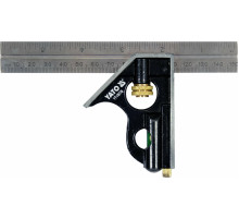 Кутник багатофункційний металевий YATO 150 мм з прямим кутом і рівнем 45 | 90 ˚ [12/72]