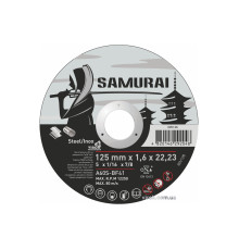 Диск відрізний по металу/нержав. сталі SAMURAI ТМ VIROK : Ø= 125х22.23 мм, t= 1.6 мм (25шт/уп)